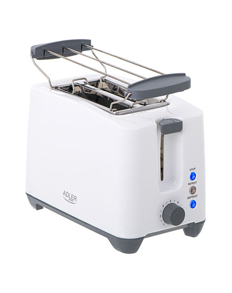 Adler Toaster AD 3216 Power 750 W, Number of slots 2, Housing material Plastic, White