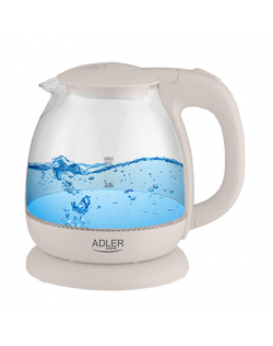 Adler Kettle AD 1283C Electric, 900 W, 1 L, Glass/Stainless steel, 360° rotational base, Cream