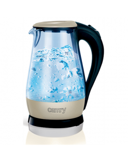 Camry CR 1251 Standard kettle, Glass, Glass/Black, 2000 W, 360° rotational base, 1.7 L