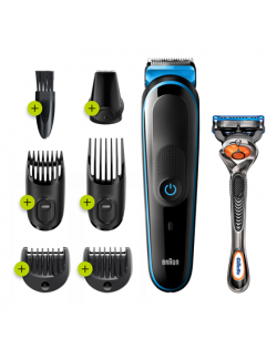 Braun All-in-one beard trimmer MGK3245 Cordless, Number of length steps 13, Black/Blue