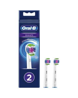 Oral-B Replacement Head with CleanMaximiser Technology EB18 RB-2 3D White Heads, For adults, Number of brush heads included 2, W