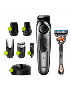 Braun Beard trimmer BT7240 Operating time (max) 100 min, Number of length steps 39, Step precise 0.5 mm, Lithium Ion, Black/Grey