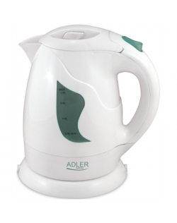 Adler AD 08 Standard kettle, Plastic, White, 850 W, 1 L, 360° rotational base