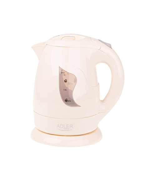 Adler Kettle AD 08 b Standard, Plastic, Beige, 850 W, 360° rotational base, 1 L