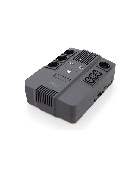 Digitus All-in-One UPS, 600VA/360W, LED 12V/7Ah x1, 4x CEE 7/7,3x IEC C13, USB, RJ45