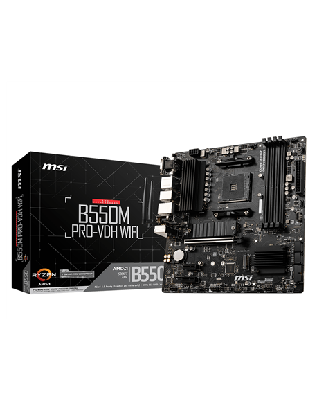 MSI B550M PRO-VDH WIFI Processor family AMD, Processor socket AM4, DDR4, Memory slots 4, Chipset AMD B, Micro ATX
