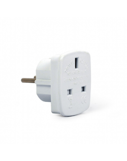 Gembird AC power adapter, UK socket to EU Schuko plug, 7.5 A White, Travel adapter