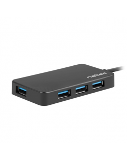 Natec USB 3.0 HUB, Silkworm, 4-Port, Black