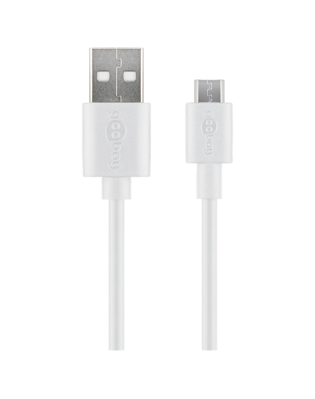 Goobay Micro USB charging and sync cable 43837 White, USB 2.0 micro male (type B), USB 2.0 male (type A)