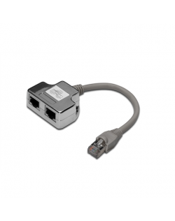 Digitus CAT 5e patch cable adapter, 2x CAT 5e, shielded DN-93904 Black, RJ45 socket to RJ45 plug, 0.19 m
