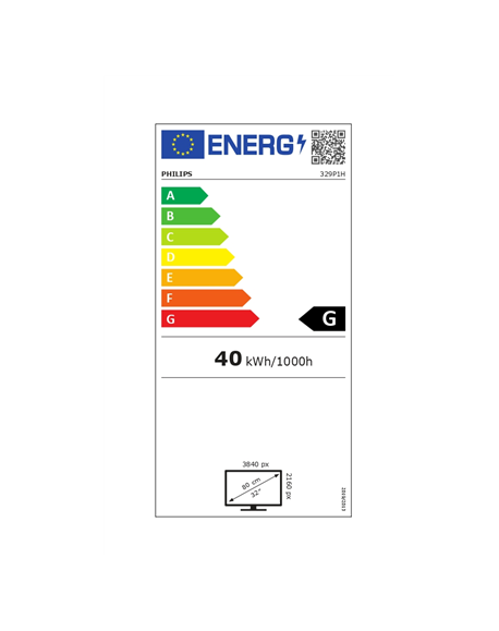Philips Monitor 329P1H 31.5 ", IPS, 4K UHD, 3840 x 2160, 16:9, 4 ms, 350 cd/m², Black, 60 Hz, HDMI ports quantity 2