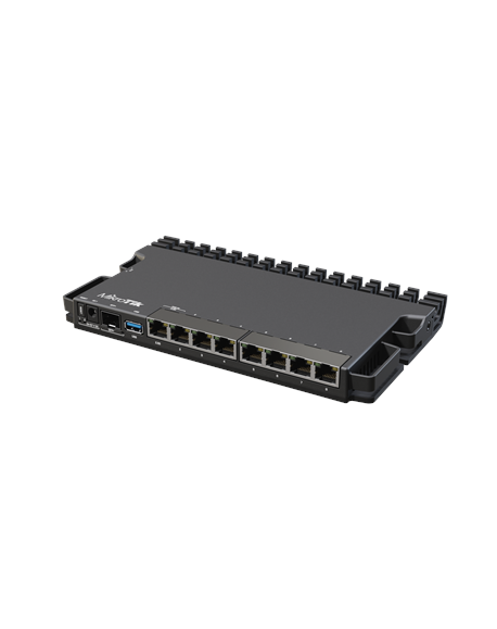MikroTik Wired Ethernet Router RB5009UG+S+IN, Quad core 1.4 GHz CPU, 1xSFP+, 7xGigabit LAN, 1x2.5G LAN, 1xUSB, Can be powered in