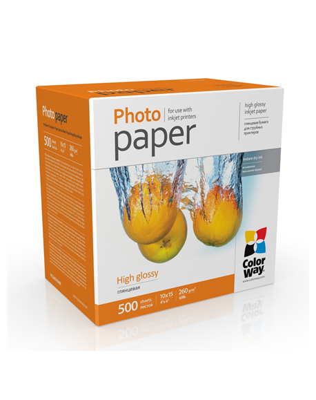 ColorWay Photo Paper PG2605004R Glossy, White, 10 x 15 cm, 260 g/m²