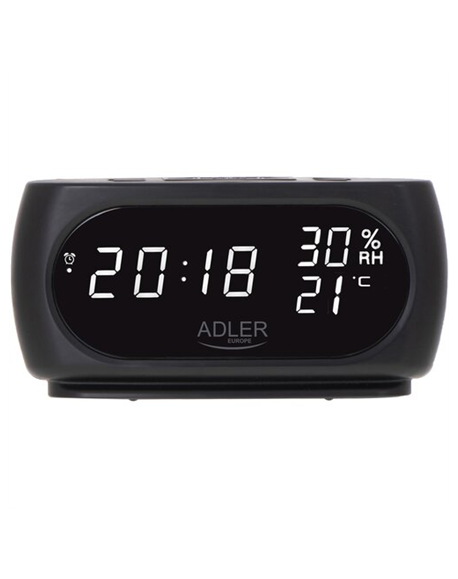 Adler Clock with Thermometer AD 1186 Black