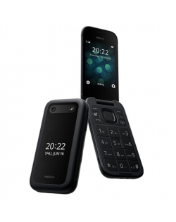 Nokia 2660 Flip Black, 2.8 ", TFT LCD, 240 x 320, Unisoc, T107, Internal RAM 0.048 GB, 0.128 GB, microSDHC, Dual SIM, Main camer