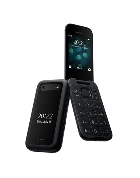 Nokia 2660 Flip Black, 2.8 ", TFT LCD, 240 x 320, Unisoc, T107, Internal RAM 0.048 GB, 0.128 GB, microSDHC, Dual SIM, Main camer