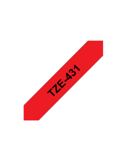 Brother TZE-431 Laminated Tape Black on Red, TZe, 8 m, 1.2 cm