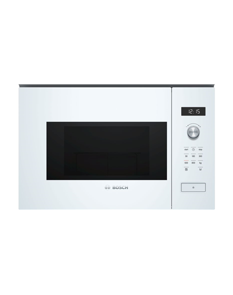 Bosch Microwave Oven BFL524MW0 20 L, Retractable, Rotary knob, Touch Control, 800 W, White, Built-in, Defrost function