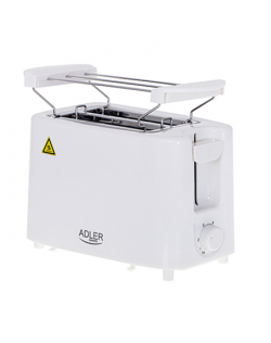 Adler Toaster AD 3223 Power 750 W, Number of slots 2, Housing material Plastic, White