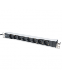 Digitus Aluminum outlet strip with 8 safety outlets DN-95401 Sockets quantity 8, 8x safety outlets 250VAC 50/60Hz / 16A / 4000W. Installation: Desktop, Rack 0U, Rack 1U