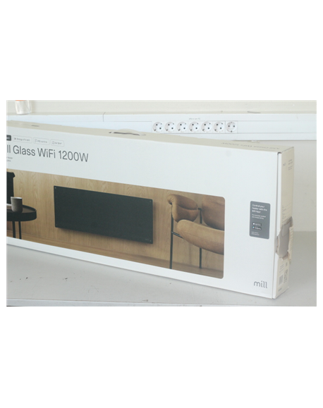 SALE OUT. Mill GL1200WIFI3B WiFi Gen3 Panel Heater, Glass Front, Aluminium, Power 1200 W, Room size 14-18 m2, Black Mill Heater 