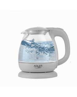 Adler Kettle AD 1283G Standard, 1100 W, 1 L, Plastic/Glass, Grey, 360° rotational base