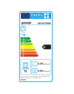 Gorenje Cooker GECS5C70WA Hob type Vitroceramic, Oven type Electric, White, Width 50 cm, Grilling, LED, 70 L, Depth 59.4 cm