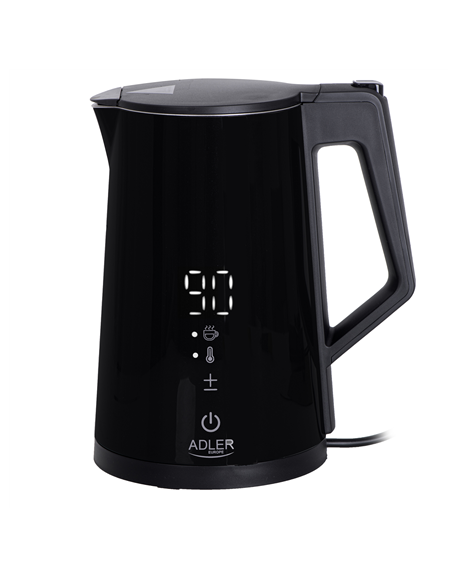 Adler Kettle AD 1345b Electric, 2200 W, 1.7 L, Stainless steel, 360° rotational base, Black