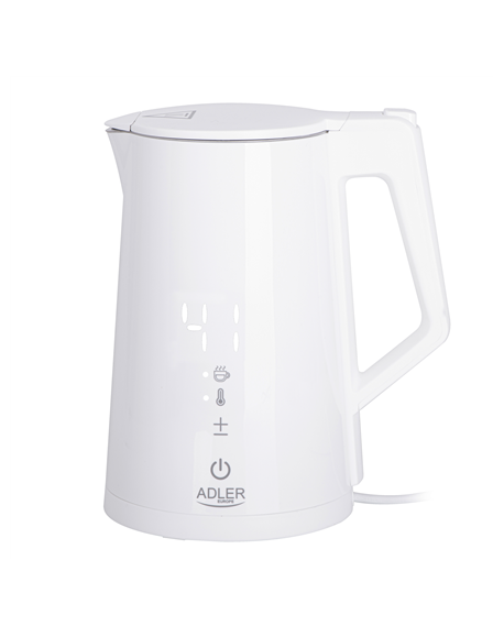 Adler Kettle AD 1345w Electric, 2200 W, 1.7 L, Stainless steel, 360° rotational base, White