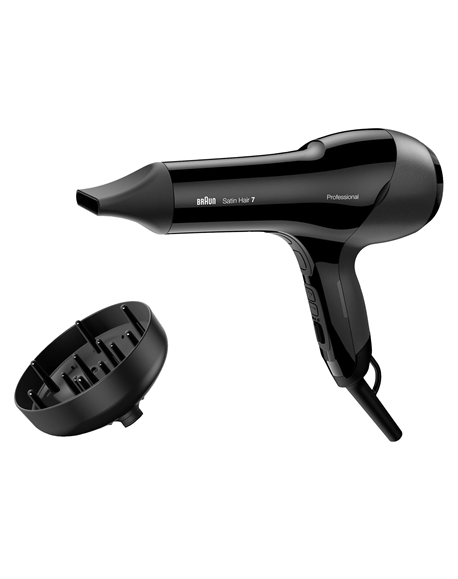 Braun Hair Dryer HD785 Satin Hair 7 SensoDryer 2000 W, Number of temperature settings 4, Ionic function, Diffuser nozzle, Black