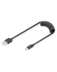 Digitus USB 2.0 Type A to USB C Spiral Cable AK-300430-006-S Black, 1 m