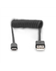 Digitus USB 2.0 Type A to USB C Spiral Cable AK-300430-006-S Black, 1 m