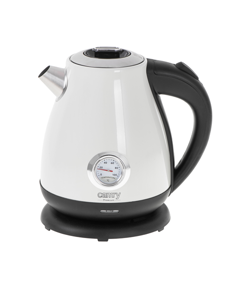 Camry Kettle with a thermometer CR 1344 Electric, 2200 W, 1.7 L, Stainless steel, 360° rotational base, White