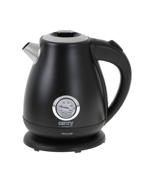 Camry Kettle with a thermometer CR 1344 Electric, 2200 W, 1.7 L, Stainless steel, 360° rotational base, Black