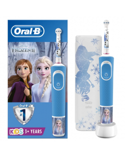 Oral-B Electric Toothbrush D100 Frozen II Rechargeable, For kids, Number of teeth brushing modes 2, White/Blue