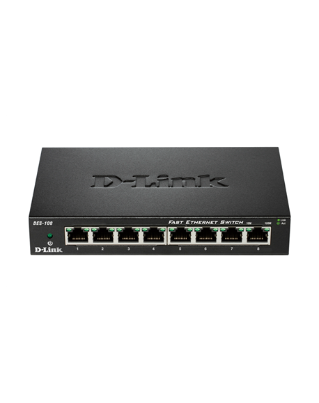 D-Link Ethernet Switch DES-108/E Unmanaged, Desktop, 10/100 Mbps (RJ-45) ports quantity 8