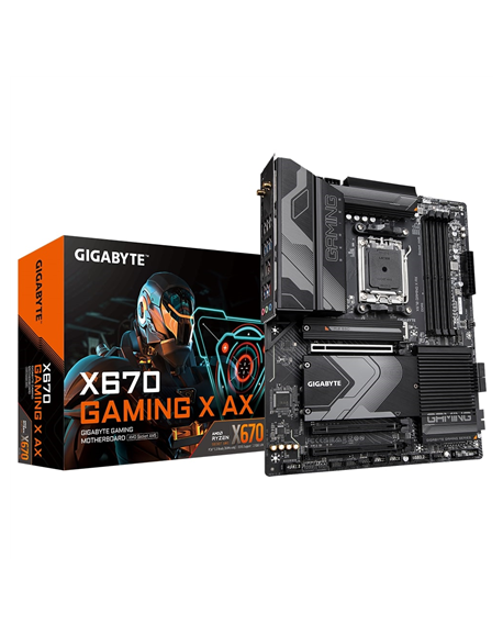 Gigabyte X670 GAMING X AX 1.0 M/B Processor family AMD, Processor socket AM5, DDR5 DIMM, Memory slots 4, Supported hard disk dri