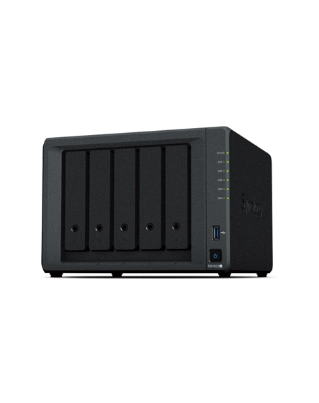 Synology DiskStation DS1522+ 5-bay R1600, Processor frequency 2.6 GHz, 8 GB, DDR4, 4x RJ-45 1GbE LAN 2x USB 3.2 Gen 1 2x eSATA, 