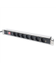 Digitus Aluminum outlet strip with switch DN-95402 Sockets quantity 7, 7x safety outlets 250VAC 50/60Hz / 16A / 4000W, 1U Aluminum PDU, rackmountable