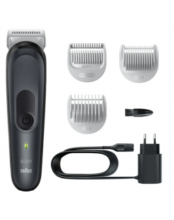 Braun Body Groomer BG3340 Cordless and corded, Operating time (max) 80 min, NiMH, Black/Grey