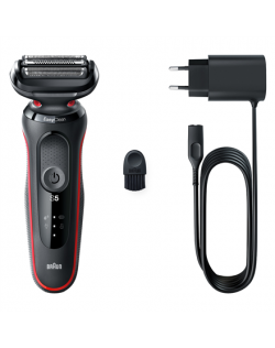 Braun Shaver 51-R1000s Operating time (max) 50 min, Wet & Dry, Black/Red