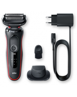 Braun Shaver 51-R1200s Operating time (max) 50 min, Wet & Dry, Black/Red