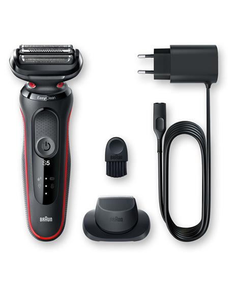 Braun Shaver 51-R1200s Operating time (max) 50 min, Wet & Dry, Black/Red