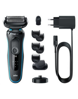 Braun Shaver 51-M4500cs Operating time (max) 50 min, Wet & Dry, Black/Blue