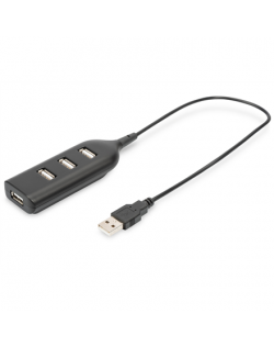 Digitus USB 2.0 Hub, 4-Port, Bus Powered 4 X USB A/F AT Connected Cable AB-50001-1