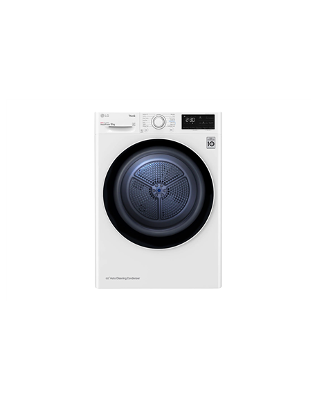 LG Dryer Machine RH80V3AV6N Energy efficiency class A++, Front loading, 8 kg, LED, Depth 69 cm, Wi-Fi, White