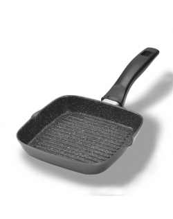Stoneline Square Griddle Pan 21998 Grill, Diameter 16 cm, Suitable for induction hob, Fixed handle, Black